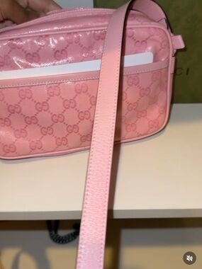 Gucci GG Crystal Mini Shoulder Bag Pink Canvas Authentic New w Tags